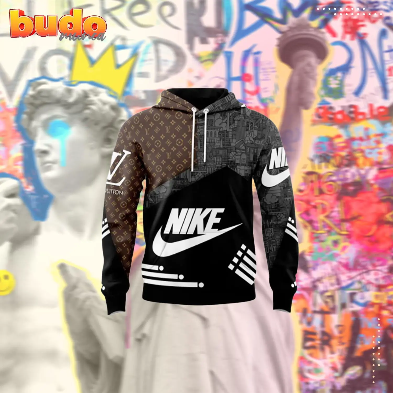 Louis vuitton nike brown black unisex hoodie outfit for men women luxury brand clothing special gift - hot new